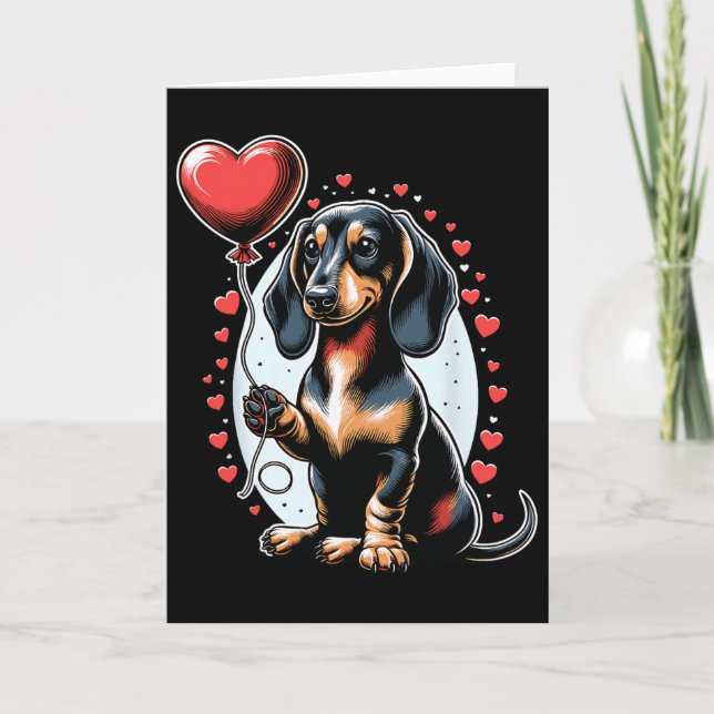 Carte Saint-Valentin Chien Teckel Propriétaire de chien  (Devant)