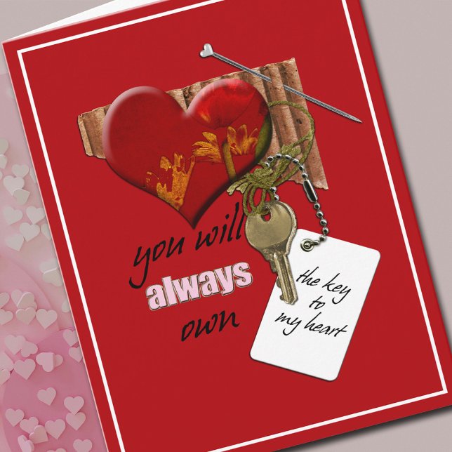 Carte Saint Valentin clé de mon coeur rose (Your sweetheart is going to love this Valentine.)