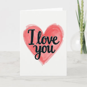 Carte Saint-Valentin Cœur Aquarelle Rouge Je T'Aim