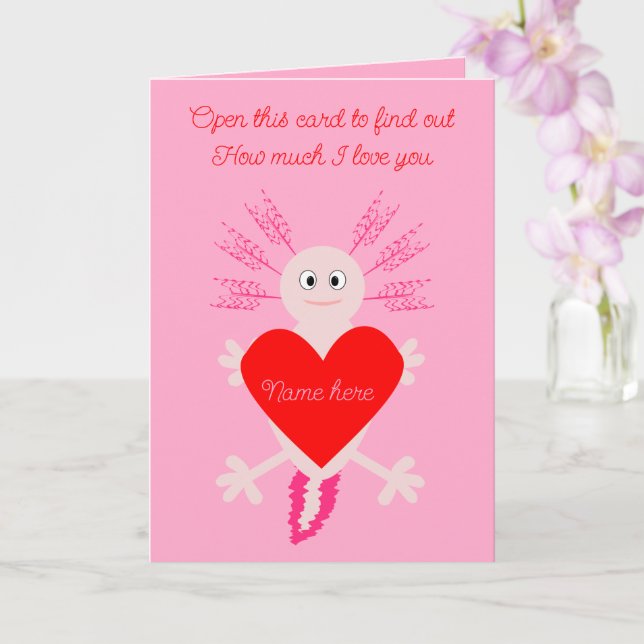 Carte Saint-Valentin Cœur d'amour Axolotl Nom personnali (Orchidée)