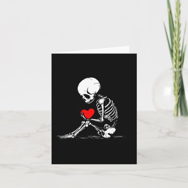Carte Saint-Valentin Cœur de squelette Emo Gothique Mini (Devant)