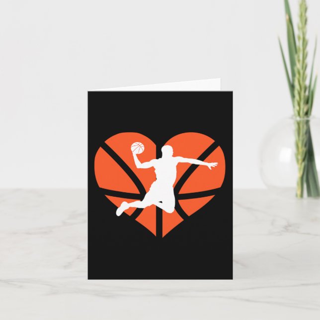Carte Saint Valentin Coeur Dunking Basketball Garçons Fi (Devant)