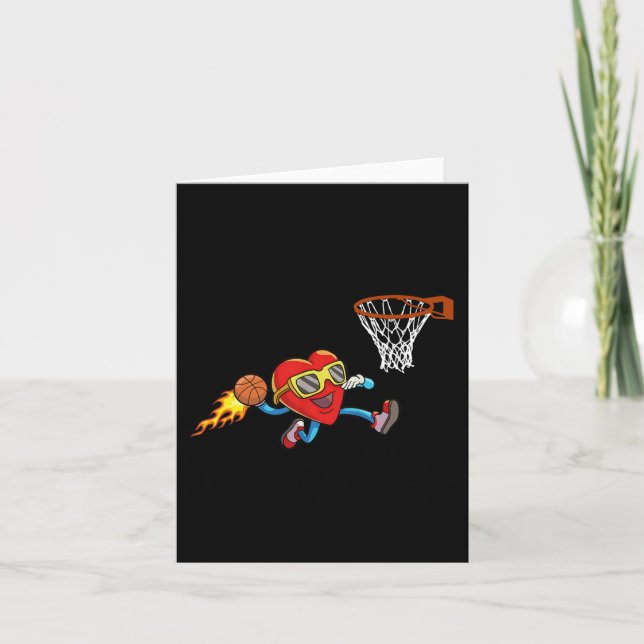 Carte Saint Valentin Coeur Dunking Basketball Garçons Fi (Devant)