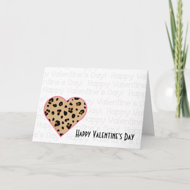Carte Saint Valentin - Coeur Empreinte de léopard (Devant)