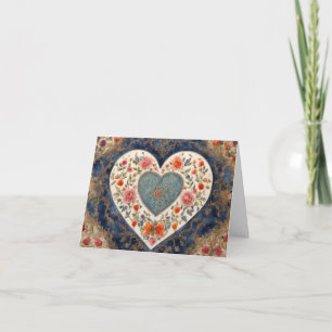 Carte Saint-Valentin cœur floral vintage