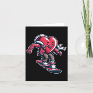 Carte Saint-Valentin Cœur Snowboardeur Snowboard Gagne