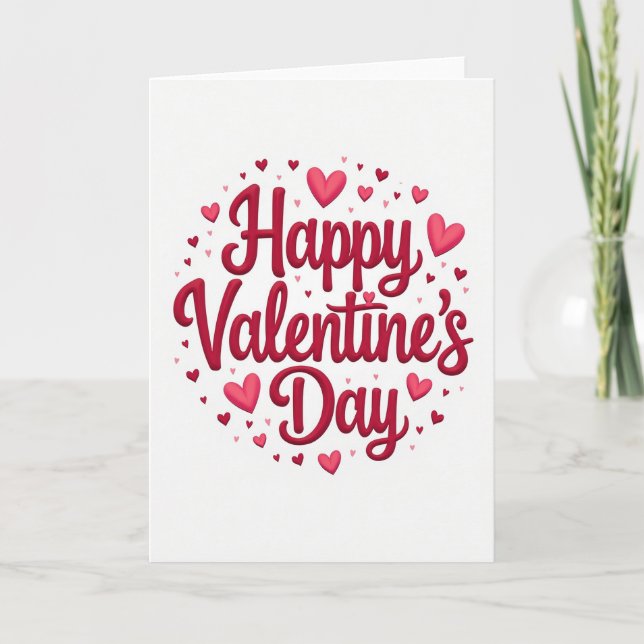 Carte Saint-Valentin coeurs 3D rouges (Devant)