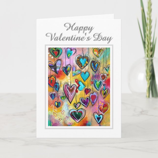 Carte Saint-Valentin - Coeurs multicolores (Devant)