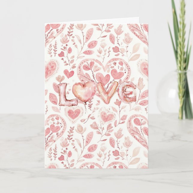 Carte Saint-Valentin Cœurs Roses Amour   (Devant)