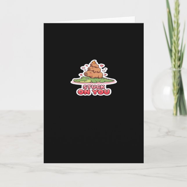 Carte Saint-Valentin Collé Sur Toi Mignon Amour D'animal (Devant)