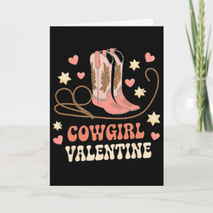 Carte Saint-Valentin Cowgirl Bottes Roses Filles de Camp