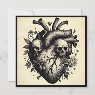 Carte Saint Valentin Crâne Gothique Rétro Horreur Vintag