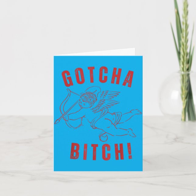 Carte Saint-Valentin Cupidon drôle Gotcha Rétro (Devant)