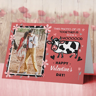 Carte Saint Valentin Cute Cow Custom Couple Photo Drôle