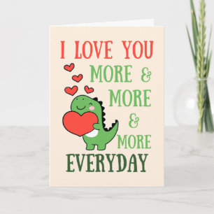 Carte Saint-Valentin d'amour de dinosaure mignon Vous pl