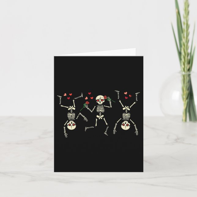 Carte Saint-Valentin Danse Squelettes Drôles Os Hommes F (Devant)
