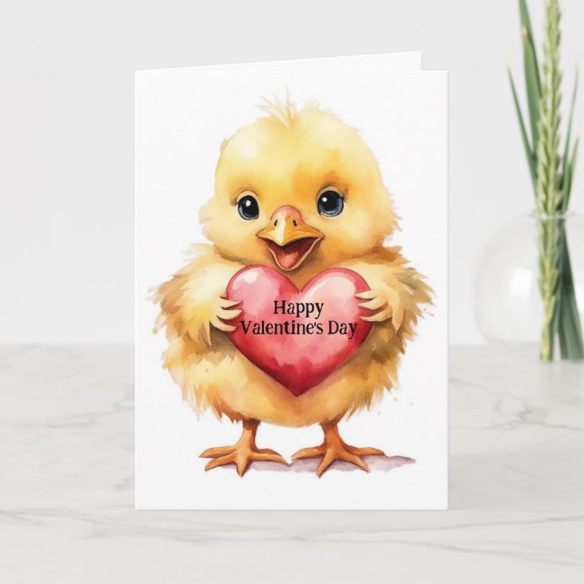 Carte Saint-Valentin de bébé poussin adorable (Devant)