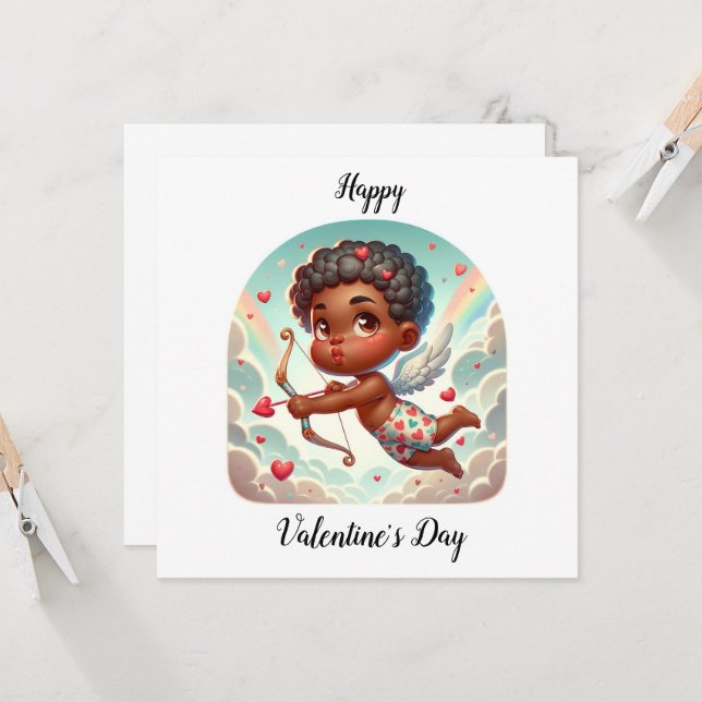 Carte Saint Valentin de charme Cupid (Devant/Arrière en situation)