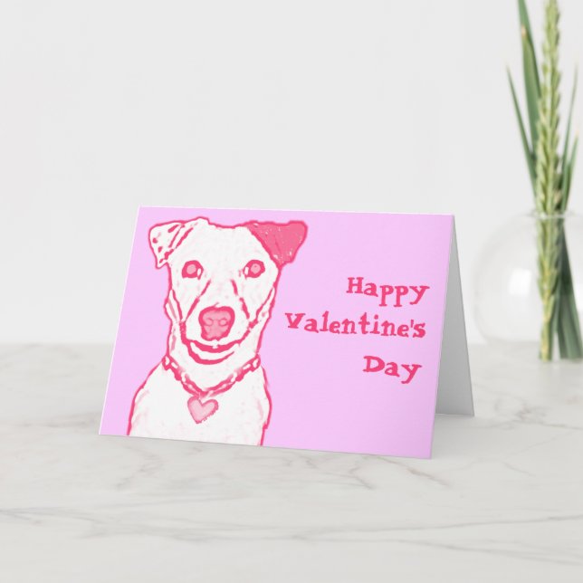 Carte Saint Valentin de chien rose (Devant)