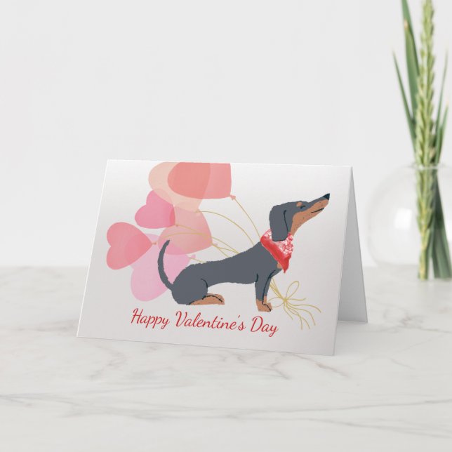 Carte Saint Valentin de Dachshund Chien rouge Ball (Devant)