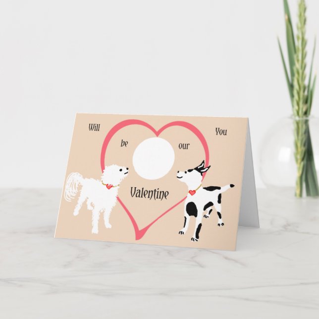 Carte Saint Valentin de deux chiens, Ajouter Votre (Devant)