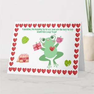Carte Saint Valentin de la grenouille Fleurs Coeurs Cade
