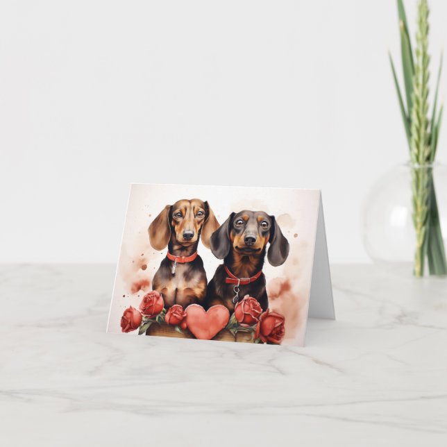 Carte Saint-Valentin des Dachshunds (Devant)