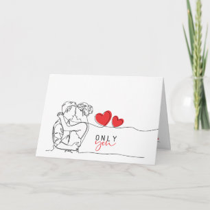 Carte Saint-Valentin - Design art linéaire