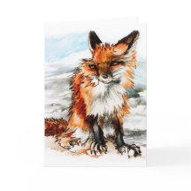 Carte Saint Valentin : Dessin Renard Rouge