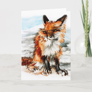 Carte Saint Valentin : Dessin Renard Rouge