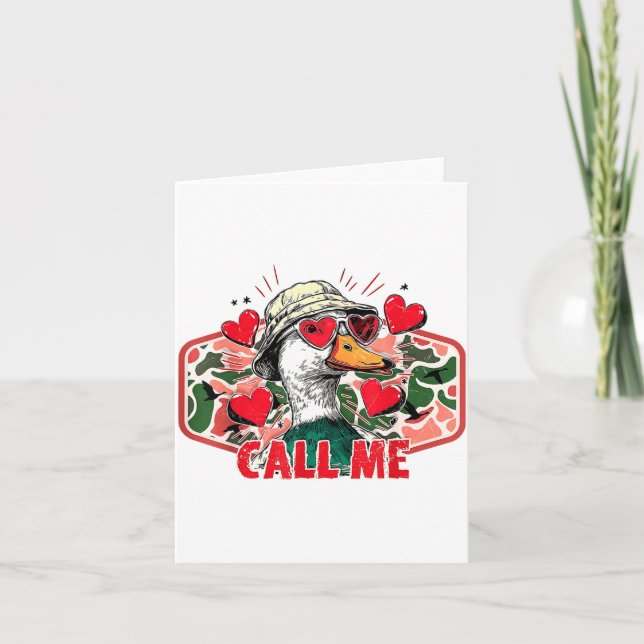 Carte Saint Valentin drôle Appelez-moi Chasse au Canard  (Devant)