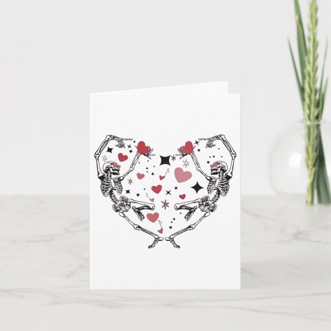 Carte Saint-Valentin drôle Danse Squelette Cœur  (Devant)