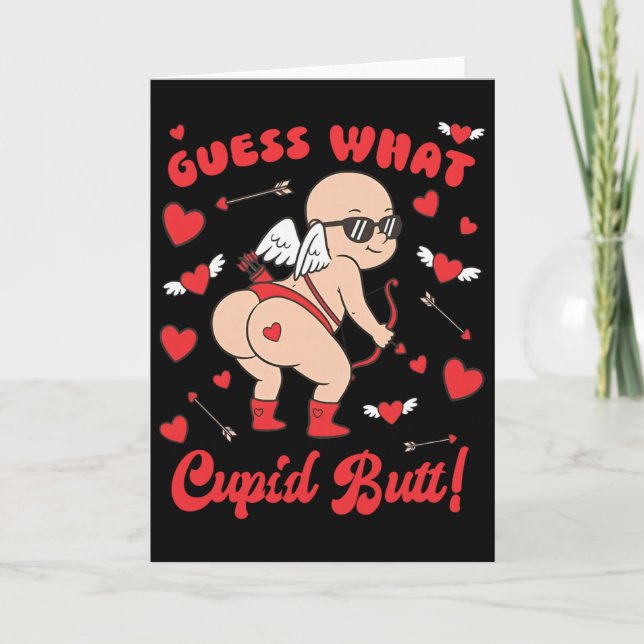 Carte Saint Valentin drôle, devine quoi Cupid Butt  (Devant)