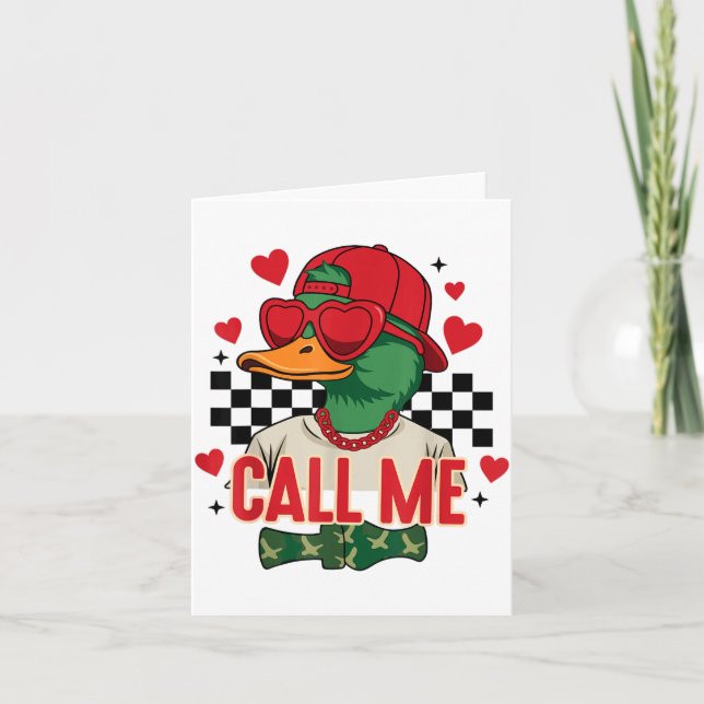 Carte Saint Valentin drôle garçon chasse au canard Appel (Devant)