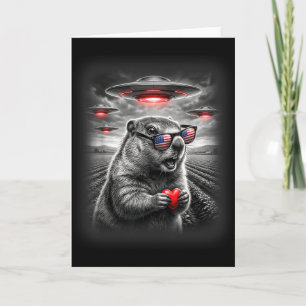 Carte Saint-Valentin drôle Groundhog Cœur Selfie Alien U