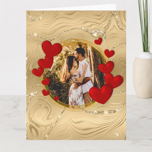 Carte Saint-Valentin élégants, Amour, Cœurs rouges d'ann (Devant)
