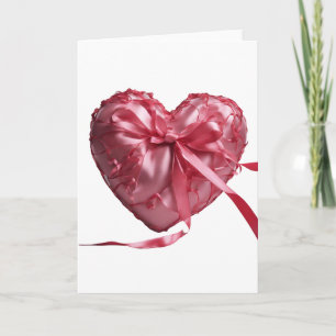 Carte Saint-Valentin en forme de cœur avec ruban r