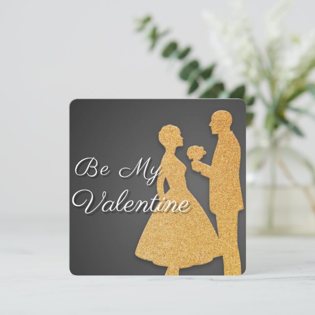 Carte Saint-Valentin Golden Silhouette Design (Debout devant)