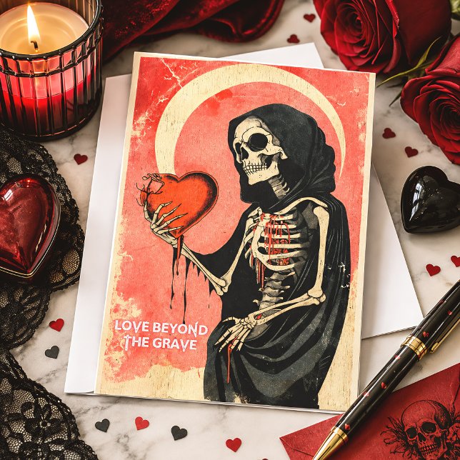 Carte Saint-Valentin gothique sinistre Faucheuse avec cœ (Créateur téléchargé)