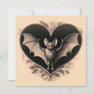 Carte Saint-Valentin gothique vintage rétro chauve-souri