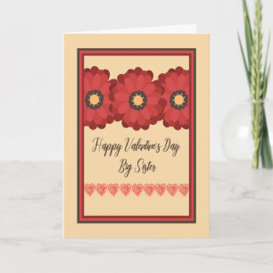 Carte Saint Valentin, Grande Soeur aux Fleurs