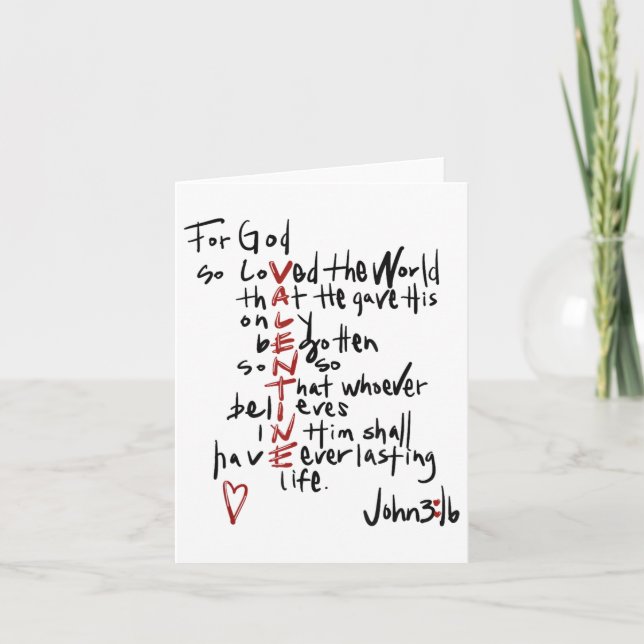 Carte Saint Valentin Jean 3_16 Car Dieu Aima Tant Le Mon (Devant)