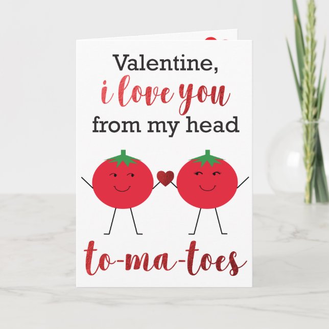 Carte Saint-Valentin Jeu de mots Je T'Aime Tomates (Devant)