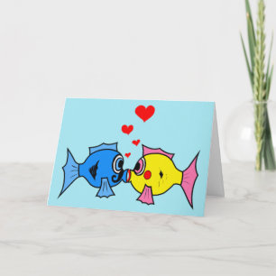 Carte Saint Valentin Kissing Fish in Love