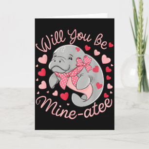 Carte Saint-Valentin Lamantin Mignon Animaux Cœurs Veux-