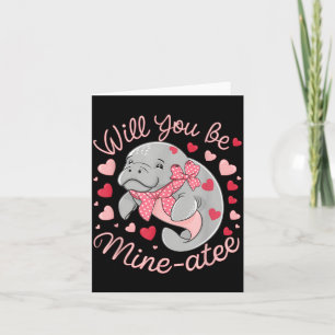Carte Saint-Valentin Lamantin Mignon Animaux Cœurs Veux-