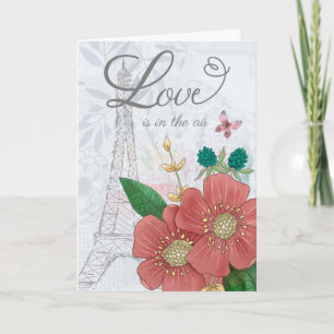 Carte Saint Valentin L'amour est dans l'Air Floral Eiffe