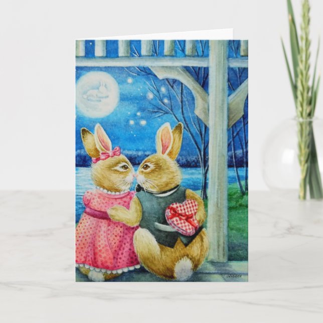 Carte Saint-Valentin Lapin aux humeurs fantaisistes Art  (Devant)
