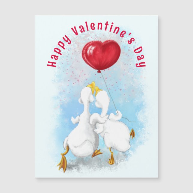 Carte Saint Valentin Magnet avec Couple Duck Love (Devant)