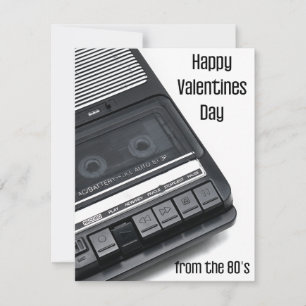 Carte Saint Valentin, magnétophone 80's